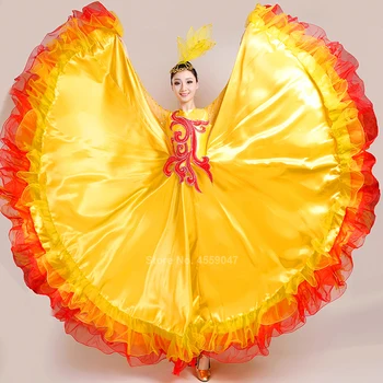 Нови танцови поли за фламенко, дрехи за испански карнавал, костюм за изяви, цигански пола, секси дантелено рокля за хор Bigdance Spain