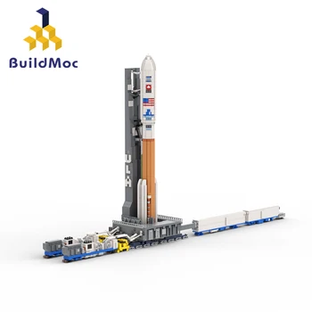 BuildMoc Space 1:110 Atlas V Launchpad Превозвачът Ракета Строителни Блокове Набор От Стартова База Кола Играчки За Деца, Подарък За Рожден Ден