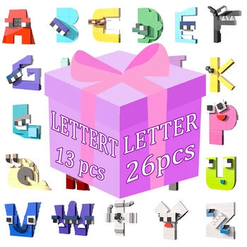 Знания за Азбуката Строителни Блокове 26 Английски Букви (A-Z) Играчка Творчески САМ Развиване на Тухли, Кукли за Деца За Рожден Ден, Подарък за Коледа