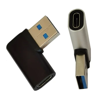 90-Градусов правоъгълен удължителен кабел USB 3.0 мъж към жена Type C 10 gbps