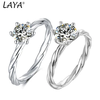 Годежен пръстен с муассанитом ЛАЯ 0,5 карата от сребро, кръгли диамантени годежни пръстени с Топчета, подарък 2023