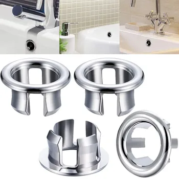 4 бр. халки за преливане на мивки от ABS-пластмаса с хромирано дупка, кръгла сливная на кутията, сменяеми аксесоари за мивка в банята, кухнята