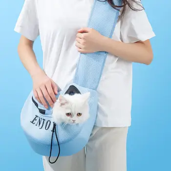 Дишаща чанта през рамо за домашни любимци, чанта за пътуване, мрежест сандвич, чанта-прашка, удобна чанта-тоут, чанта-месинджър за кученца, котки,