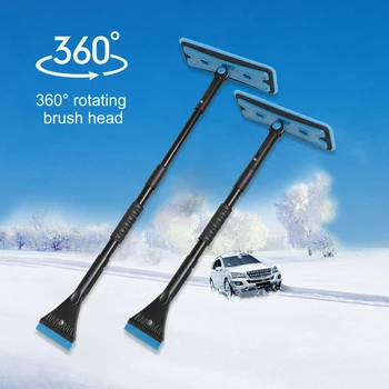 Прибиращ Авто стъргалка за лед, Практически Автомобилна лопата за сняг, въртяща се на 360 градуса глава на четка, Автомобилни Аксесоари