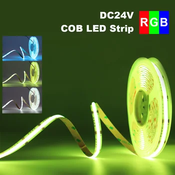 Led лента RGB COB DC24V 672 светодиода/M, Гъвкави led светлини COB 10 мм, с висока Плътност RA90, линейна настройка на яркостта За украса на помещенията