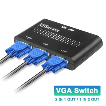 Преминете VGA 2 В 1 ИЗХОД, VGA Switch, Сплитер, VGA Видео, Двупосочен Превключвател, Конвертор, Адаптер За Дисплей, Проектор, Лаптоп, Телевизор