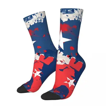 Happy мъжки чорапи 4 юли Американа ретро харадзюку хип-хоп новост Crew Crazy Чорап подарък модел с принтом