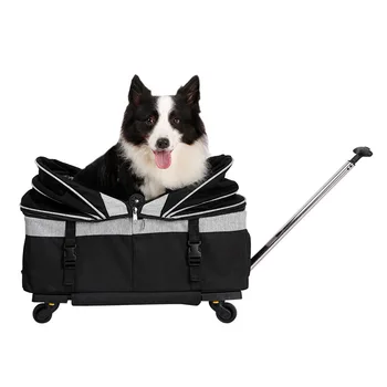 Чанта за количка за домашни любимци от непромокаем плат Оксфорд, куфар за котки, Пътнически багаж, Количка за малко куче, Свалящ се кош за кучета, переноска за котки