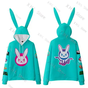 Kawaii аниме Dva Hoody с качулка, пуловер за cosplay, индивидуална hoody с качулка за момчета/момичета, градинска облекло, блузи с красиви заячьими уши, детски блузи