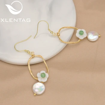 XlentAg Модни обеци с перли във формата на миди, сладки, нежни обеци, дамски бижута