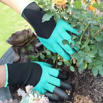 Градински засаждане, копаене с помощта на порест каучук ръкавици с нокти, дишащи лепило за иммерсии, Противоизносная защита цветя в саксии на Едро