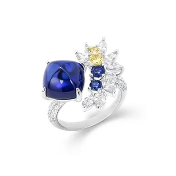 Реколта модни възглавница, Лабораторни сапфирово-турмалиновые пръстени от сребро 925 проба, конфетная кула, скъпоценен камък, Сватбена годежен пръстен, Бижута