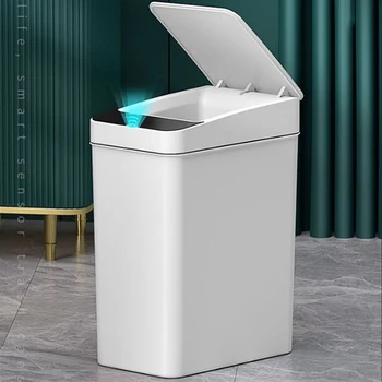Интелигентна кофа за боклук със слънчева подзарядкой Водонепроницаемое интелигентно автоматично индукционное кофа за боклук USB за кухни, спални, мусоропровода форма на правоъгълен паралелепипед, 12л