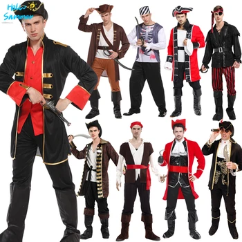 Безплатна доставка празничен мъж пират с шапка на cosplay костюми за Коледната карнавал партита за възрастни жени на мъжки костюми обличане
