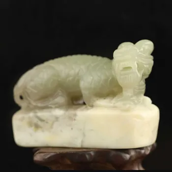 Античен порцеланов нефрит от естествен хотанского нефрит ръчно изработени, статуетка на дракон, окачване u