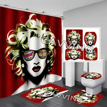 Мадона 3D Завеси За Душ Водоустойчива душ Завеса За Баня Противоскользящий Подложка За Баня Набор от Тоалетни Постелки Килим H04