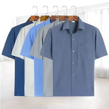 2023 Мъжки Летни Мода, Охлаждащи Ризи от Коприна Лед, Мъжки Дишащи Блузи с къс ръкав, Мъжки Нови Обикновена Ежедневни социални Ризи I72