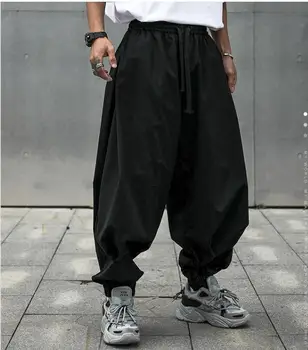 S-6XL, популярни японски мъжки свободни панталони-карго, прави широки панталони, гащички, фризьорски салон модерни ежедневни панталони