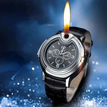 Нова персонализирана часова надуваема запалка метална персонални газова електронна запалка с открит пламък Креативна часова запалка