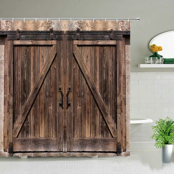 Марокански комплект завеси за душ, състарени врата, геометричен модел, Дизайн на отвора на вратата, Входни Архитектурни завеси за баня в ориенталски стил