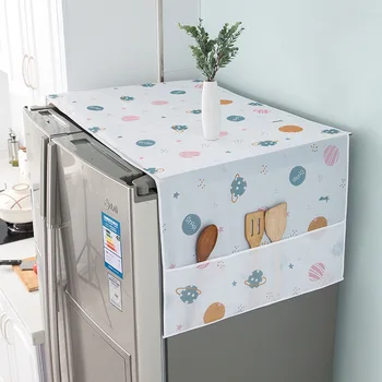Пылезащитная капак на хладилник с чанта за съхранение, моющаяся Многофункционална покриване на домакински перални машини, покриване на домашен хладилник
