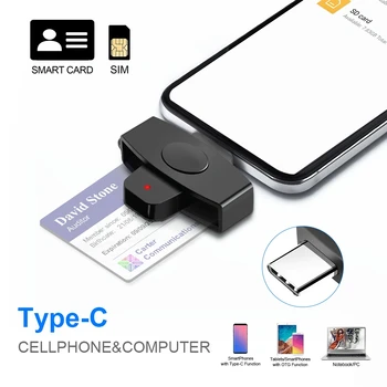 Четец на smart карти, USB type c memory ID Bank EMV electronic DNIE dni sim cloner жак адаптер за телефони с Android