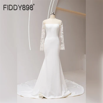 FIDDY898 Сексуално атласное Сватбена рокля на Русалка на поръчка, Vestido De Новия за жени, Дантелени сватбени рокли, рокля на булката, сватбена рокля