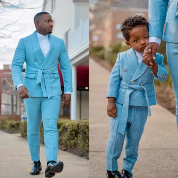 Син мъжки костюм, 2 броя, сако, панталони с една пуговице с колан, прозрачен ревера, бизнес официалната работни облекла, булчински костюм на младоженеца Homme