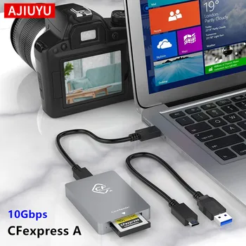 AJIYUU CFexpress четец на карти тип A USB3.1 Gen2 Адаптер 10 Gbit/с USB Type C за Windows на Mac OS за огледално-рефлексен фотоапарат на Sony, Canon, Nikon
