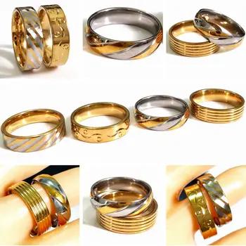 25 бр. Луксозна Златна плоча 6 мм, удобен пръстен от неръждаема стомана, мъжки женски венчален пръстен, Ново смесено пръстен, много 2021, Топла разпродажба