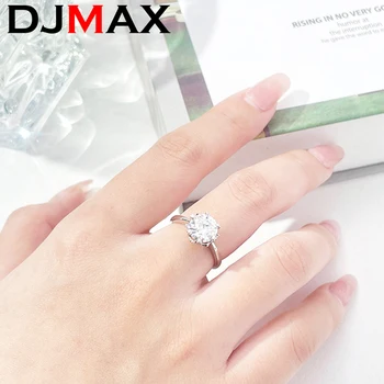 DJMAX Различни пръстени с муассанитом 1-3 карата диаманти за жени, оригинално сребро 925 проба, регулируеми Дамски пръстени с диаманти, Новост 2023