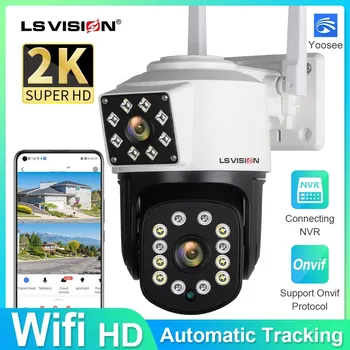 Камера за видеонаблюдение LS VISION Wifi 2K 4MP IP ВИДЕОНАБЛЮДЕНИЕ външна безжична камера за сигурност Екран 2 Преглед с помощта на мобилен видеорегистратора за PC Автоматично проследяване