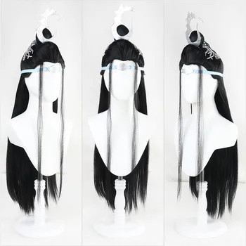 Гросмайстор Демонична Подобряване на Мо Дао Цзу Ши Ванцзи Дълъг Черен Cosplay от термоустойчиви синтетични косми, перука за парти в стил аниме
