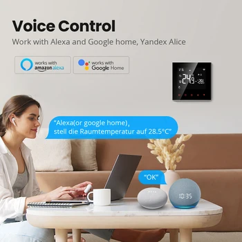 Умен термостат Sasha Контрол на температурата с LCD дисплей Интелигентен контролер на температурата Wi-Fi Работа с Алекса Google Home Alice