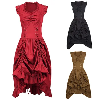 Вечерна рокля в стил steampunk, женски средновековен костюм за cosplay