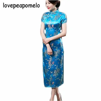 Лятна Рокля Голям Размер В Китайски стил с яка-Чонсам, Женствена рокля с бродерия, Винтажное Женствена рокля с Цветен Модел M-4XL J434