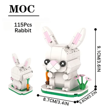 MOC1064 Амин 3D модел на животното, Бял Заек, поддържани строителни блокове, забавни играчки за момичета, Приятели за момичета