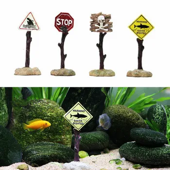 Украса за вашия аквариум, Предупредителни Знаци от смола с Изкуствена Акула, Аксесоари За Озеленяване на Аквариума, на Фона на декор на Аквариум